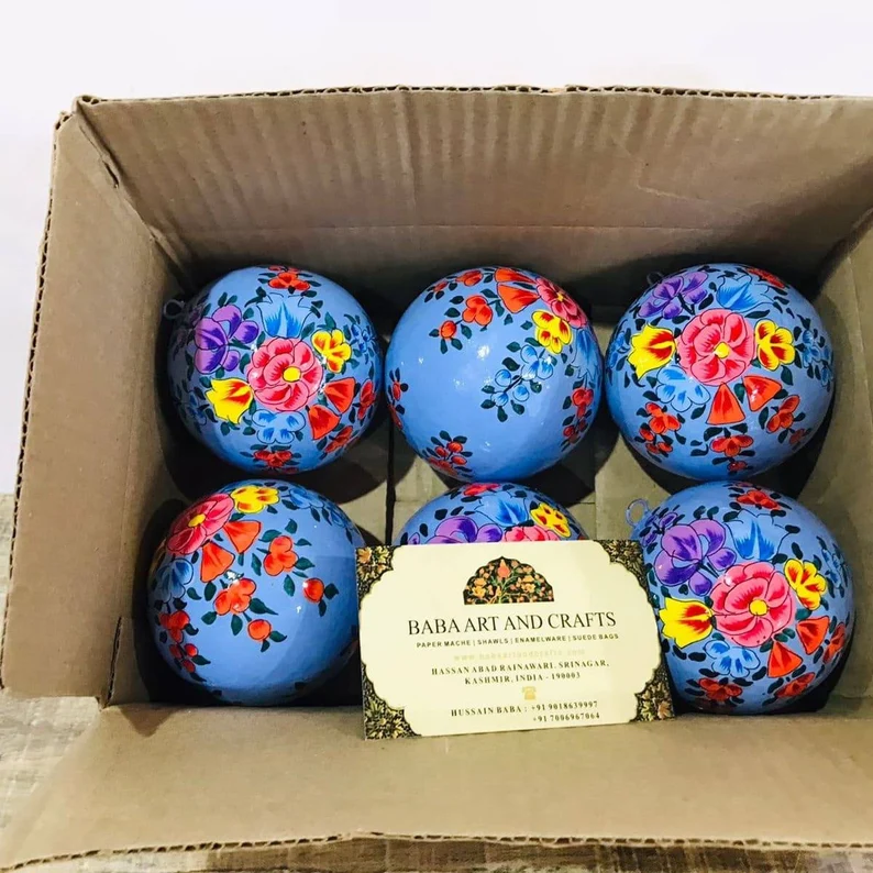 Paper mache baubles, papier mache Handmade Christmas Ornaments, Hand Painted Ornament, Handmade Christmas Baubles, Hanging Christmas baubles